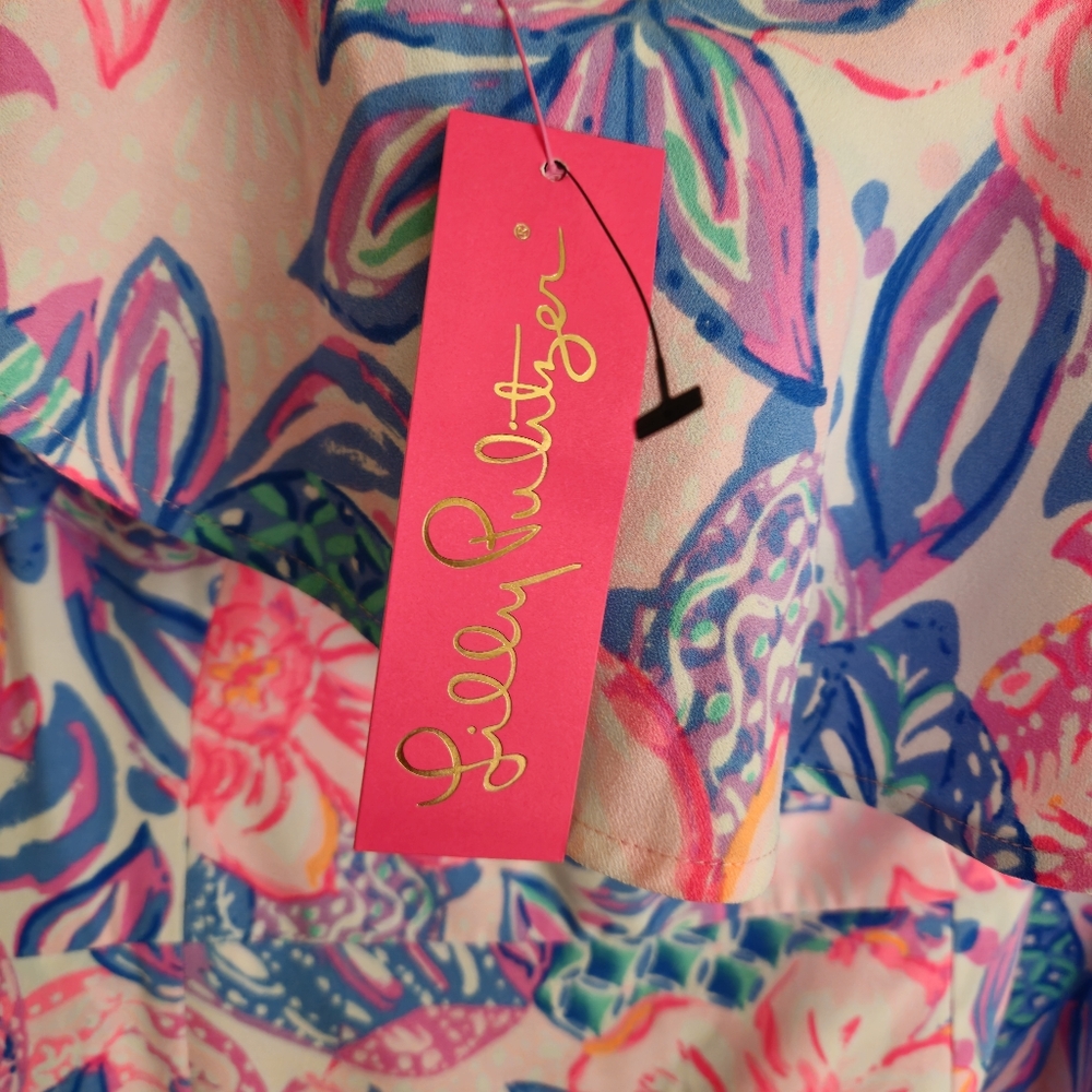 Lilly Pulitzer Size 16 Rumper Dress Snsppy Turtle One Shoulder Coastal Beach - Picture 11 of 13